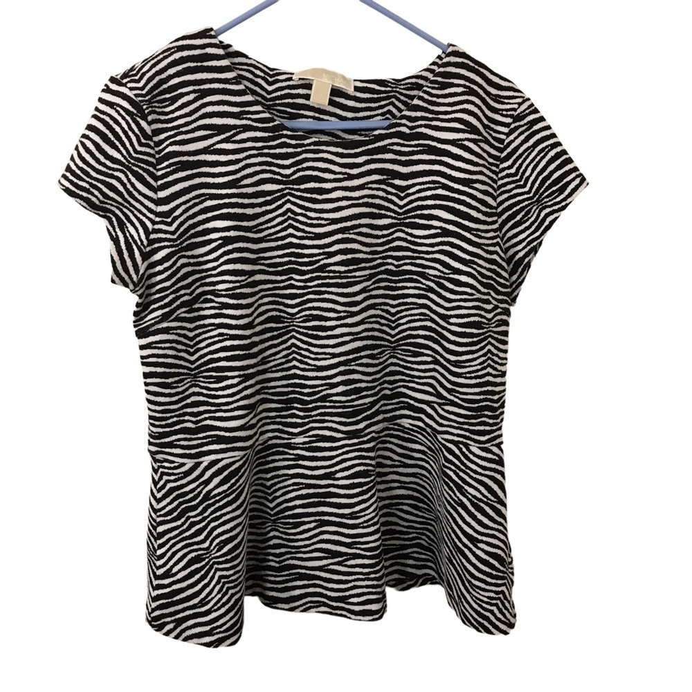 Michael Kors zebra print cotton blend short sleeve blouse